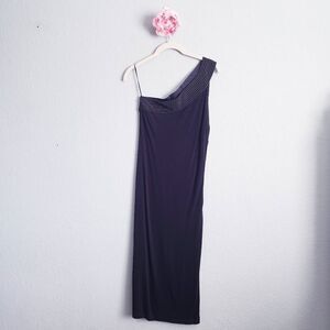 Michael Kors Collection Black One Shoulder Exposed Stitch Dress